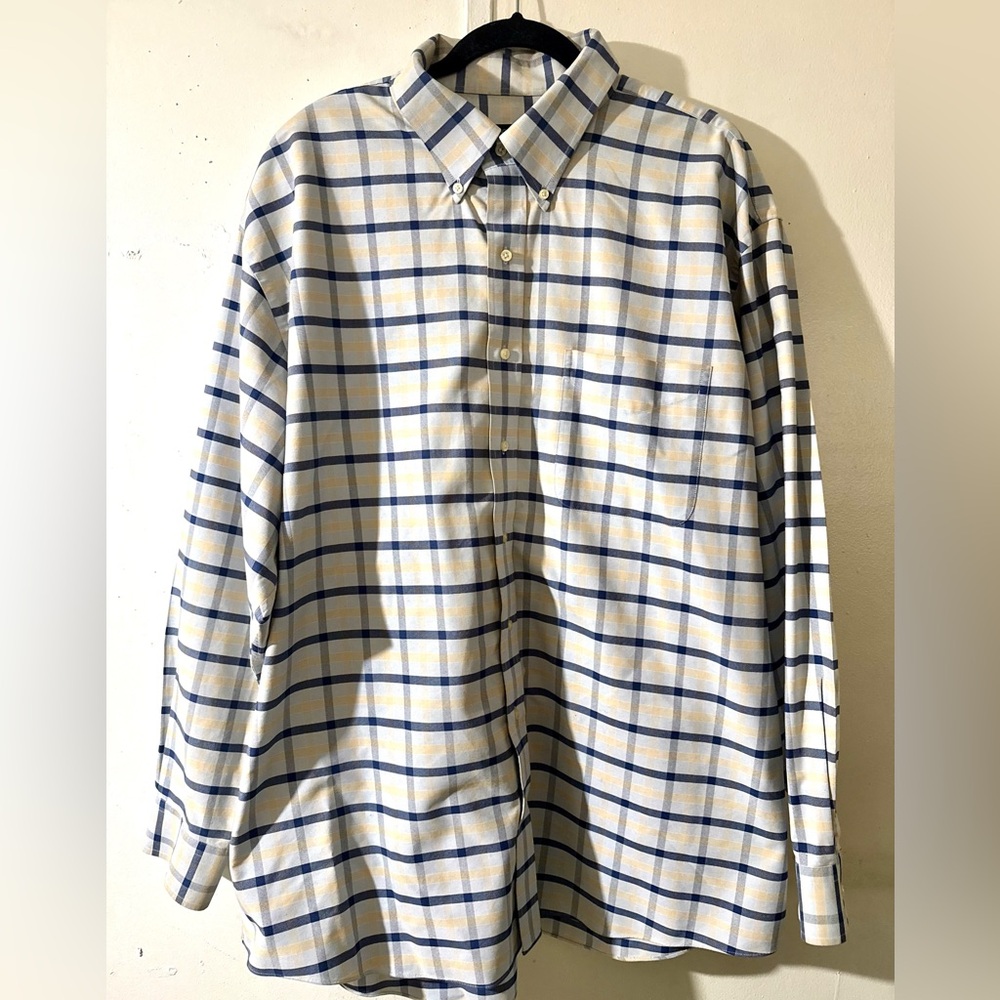 Jos. A. Bank Cream and Blue Checkered Shirt